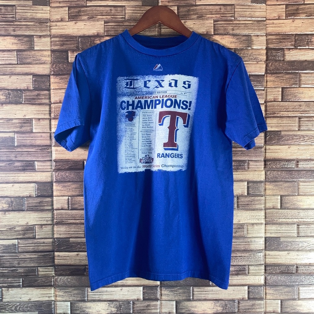 EUC Youth XL Majestic MLB Blue Texas Rangers T Shirt